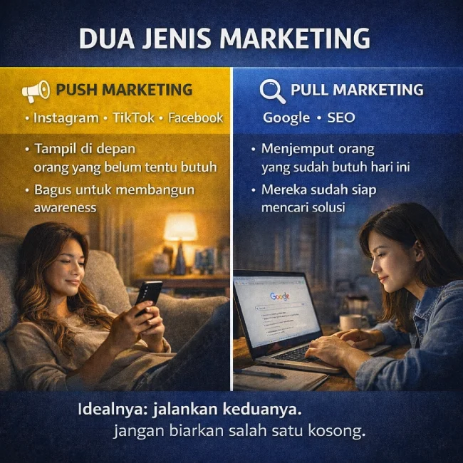Dua jenis marketing — Push Marketing vs Pull Marketing