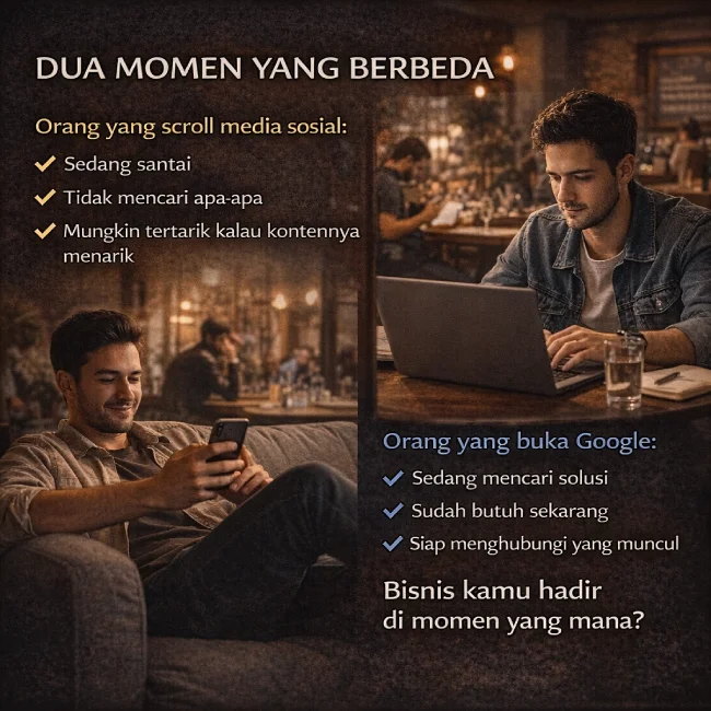 Bisnis harus hadir di dua momen berbeda — media sosial dan Google