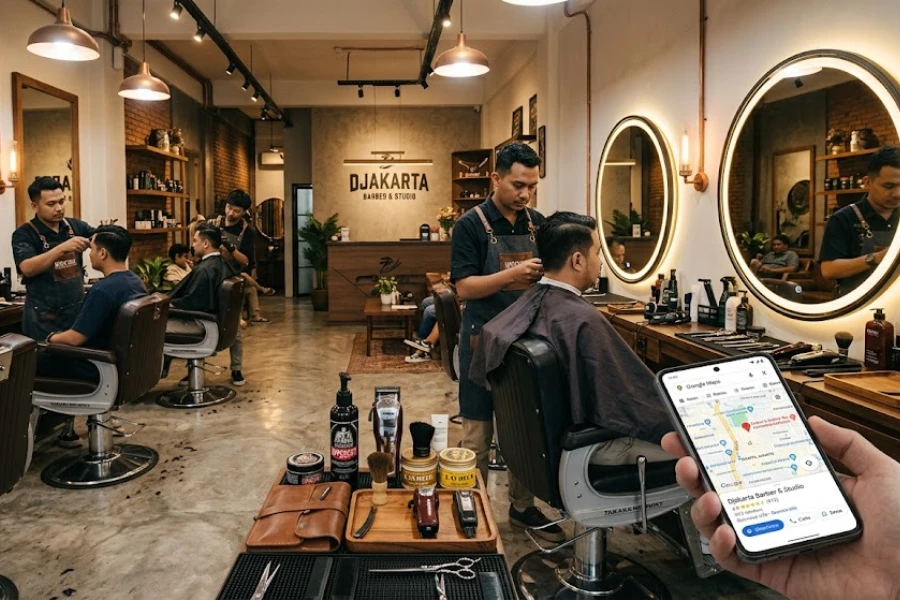 Interior salon profesional yang tampil di Google Maps dengan profil lengkap dan foto menarik