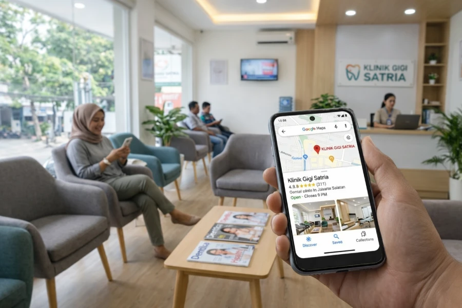 Klinik dokter gigi lokal yang tampil di posisi teratas Google Maps dengan profil lengkap dan terpercaya